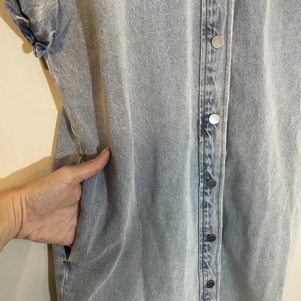 Steve Madden Llara Denim Shirt Dress Women's Small Snap‎ Front Stone Wash NEW - Picture 8 of 11